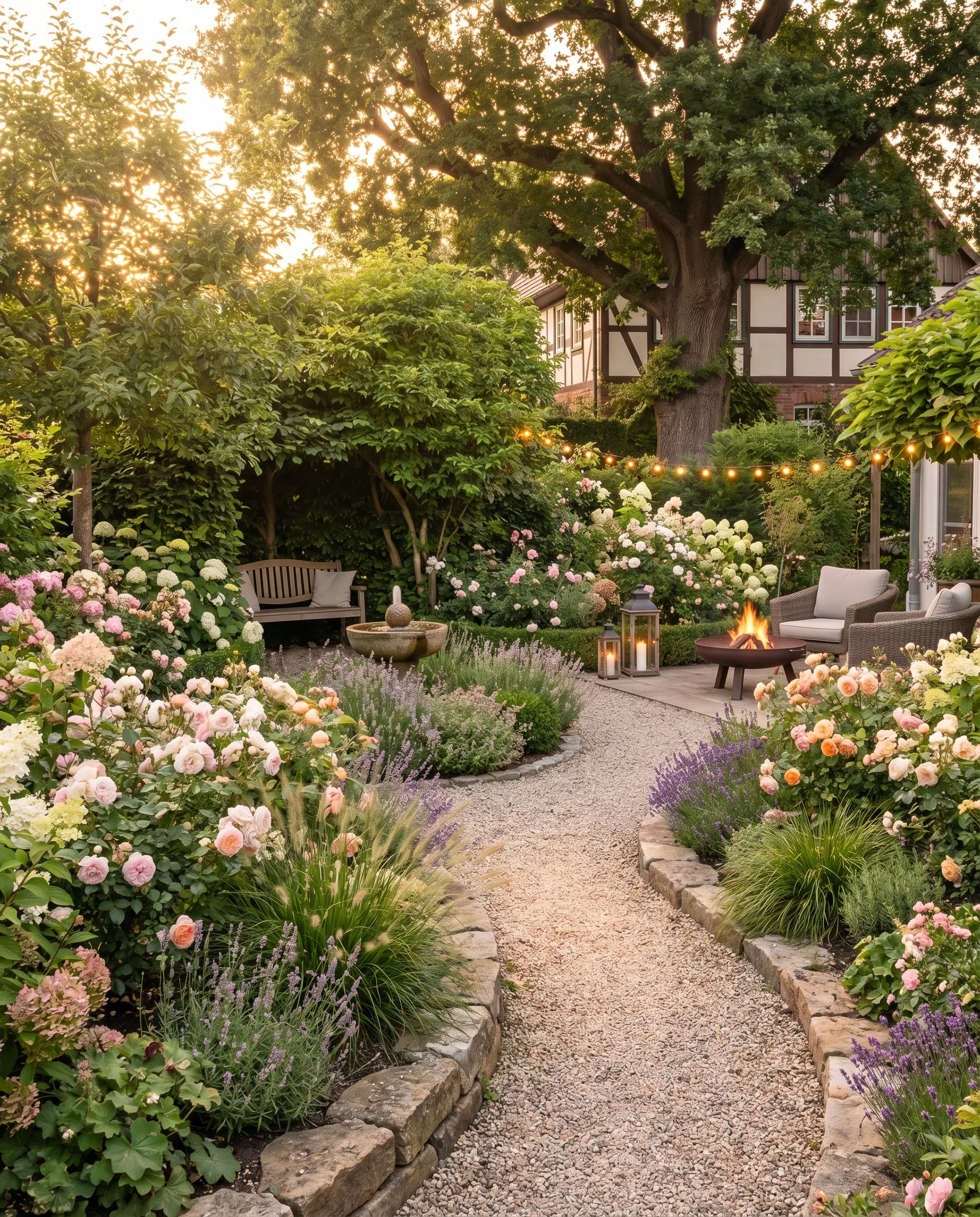 Romantischer Garten: So entsteht Atmosphäre mit Wegen, Pflanzen und Licht