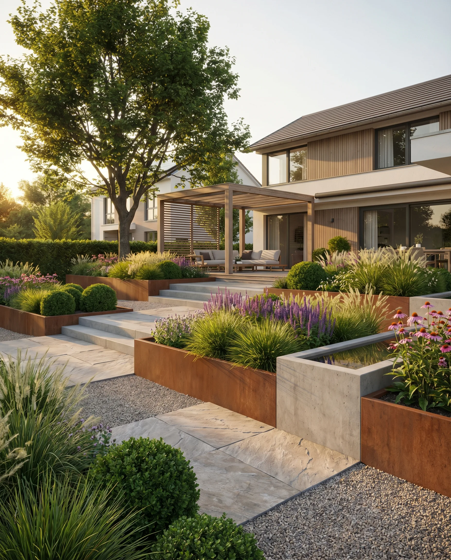 Vorgarten modern gestalten: Klare Linien, Struktur und hochwertige Materialien